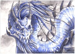 Dragon Bloodlines - Dharkal  Found only in the Icy Wastes in the deep south of Caevalonia, very little is known about the Dharkal bloodline save that they are flightless and their blood runs at temperatures far below zero. Legend has it that they guard the ruins and arcane secrets of an ancient city that was once the capital of a glorious civilisation during the Age of Immortals. No one has substantiated this tale, however, for their lands are inhospitable and unexplored: for much of the year the suns barely rise and besides the lack of food danger is ever present in the form of demons that wander from the Ruined Land far to the north west.